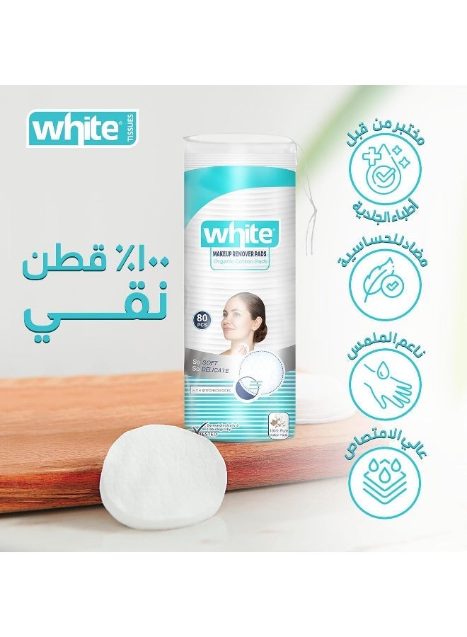 White 3-in-1 Makeup Remover Cotton Pads, 80 pieces x 3 for 240 pieces - Image 2
